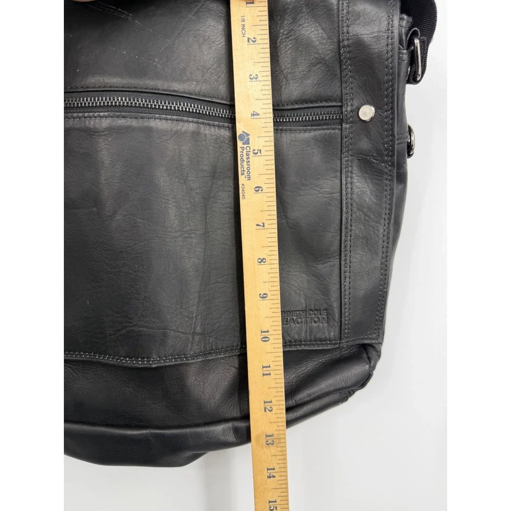 Kenneth Cole Reaction 527805 Messenger Bag Mens OS Black Leather Crossbody Flap